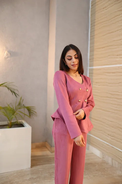 Rosegold Suede Coord Set